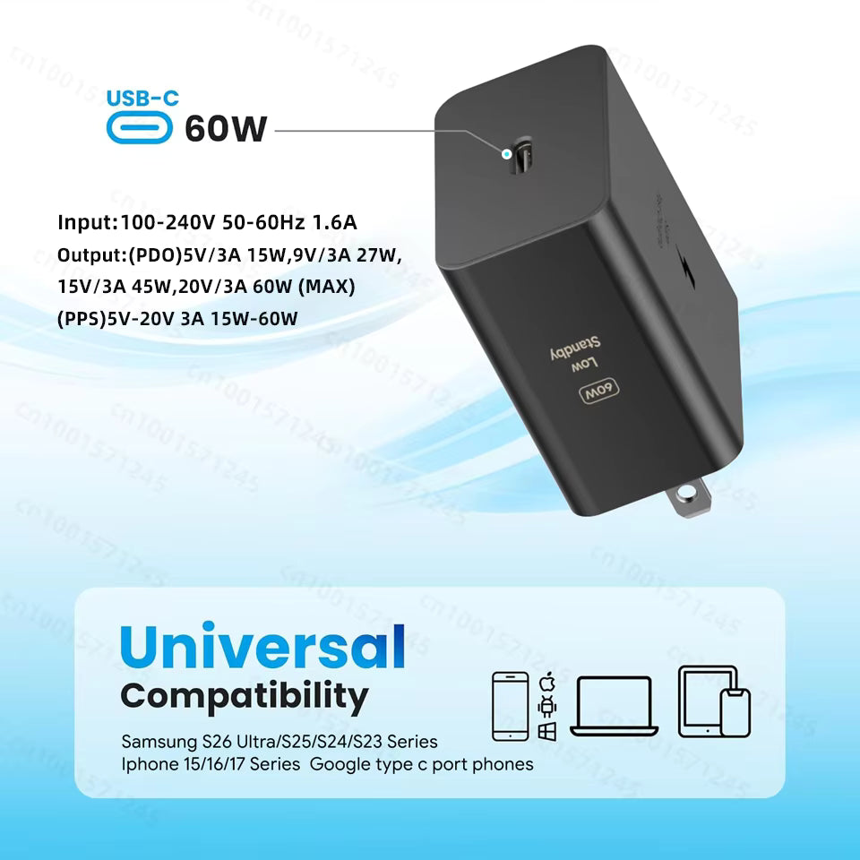 Nylon Tech Samsung 60W Fast Charger USB-C Adapter